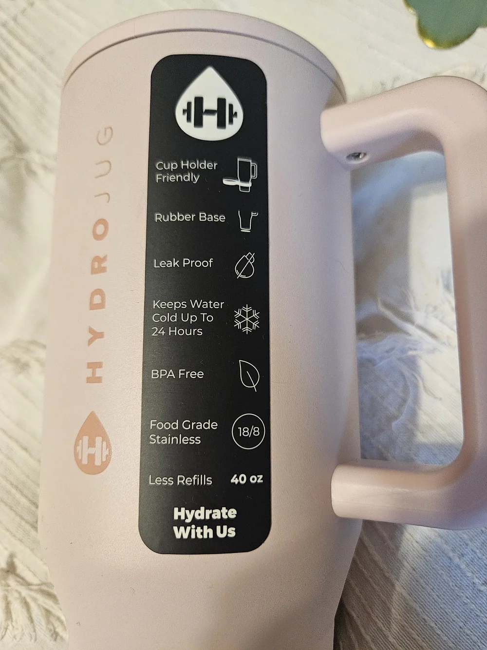 Hydrojug Pink Insulated Travel Mug with Handle